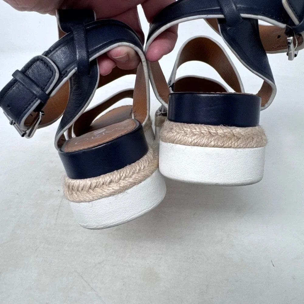 Sarto Franco Sarto Espadrille Platform Sandals Navy Blue Size 8 Nautical Summer